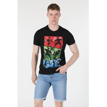 Tricou Cu Maneca Scurta De Barbati Negru Regular Fit2