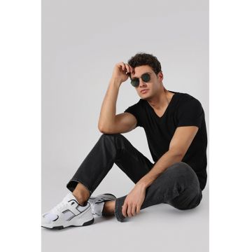 Tricou Cu Maneca Scurta De Barbati Negru Slim Fit