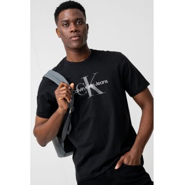 Tricou de bumbac cu decolteu la baza gatului