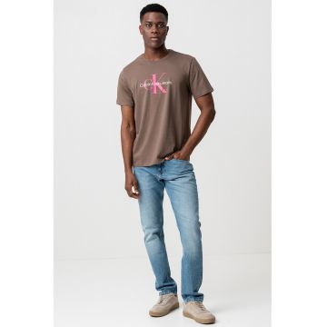 Tricou de bumbac cu decolteu la baza gatului