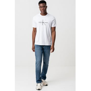Tricou de bumbac cu decolteu la baza gatului