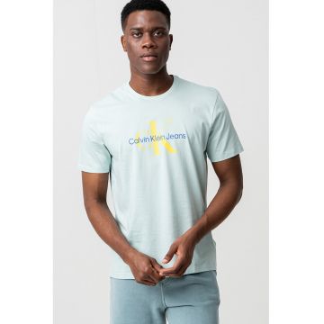 Tricou de bumbac cu decolteu la baza gatului