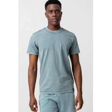 Tricou de bumbac cu decolteu la baza gatului