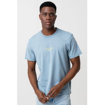 Tricou de bumbac cu decolteu la baza gatului
