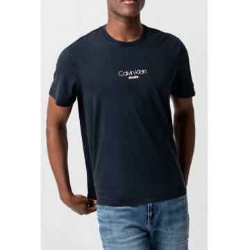Tricou de bumbac cu decolteu la baza gatului