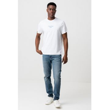 Tricou de bumbac cu decolteu la baza gatului