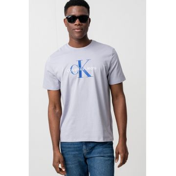 Tricou de bumbac cu decolteu la baza gatului
