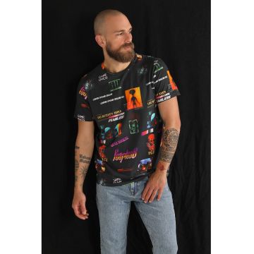 Tricou de bumbac cu imprimeu cu extraterestri