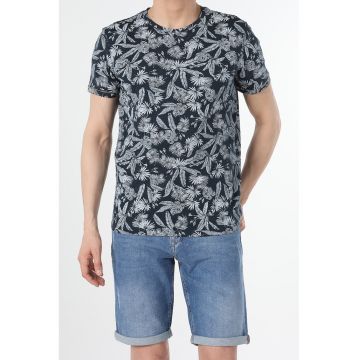 Tricou de bumbac cu imprimeu tropical