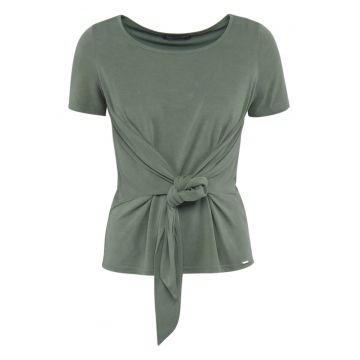Tricou din amestec de modal cu detaliu innodat