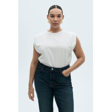 Tricou din bumbac cu decolteu la baza gatului