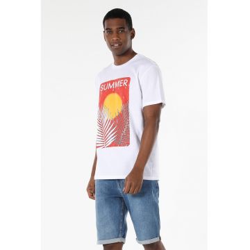 Tricou din bumbac cu imprimeu tropical