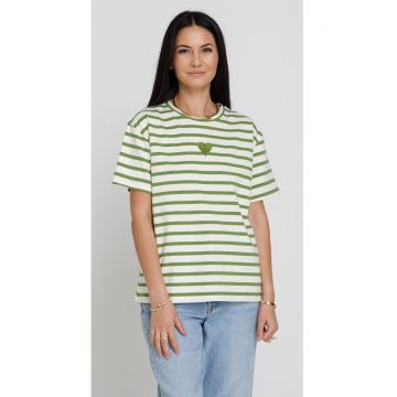 Tricou Love Cu Dungi Verzi - marime L/XL