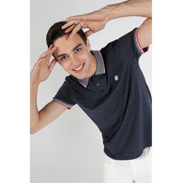 Tricou Polo Cu Maneca Scurta De Barbati Albastru Marin Regular Fit2