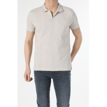 Tricou polo regular fit texturat