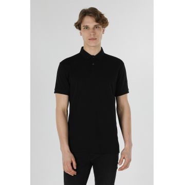 Tricou polo uni din material pique