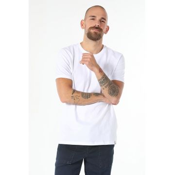 -Tricou regular fit cu decolteu la baza gatului