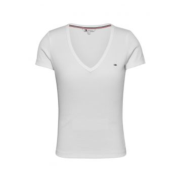 Tricou slim fit cu decolteu in V