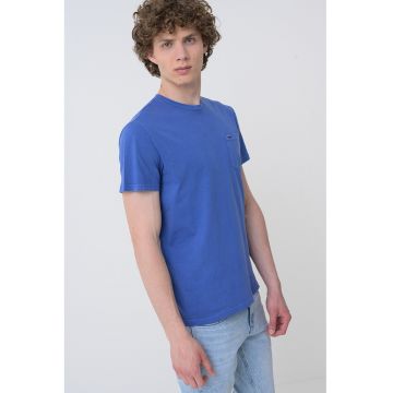 Tricou slim-fit cu decolteu la baza gatului