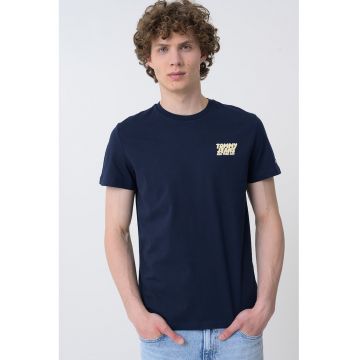 Tricou slim fit cu imprimeu logo discret