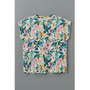 Tricou striat cu imprimeu frontal