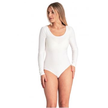 Body elegant  ecru - maneci lungi - material subtire - versatil - poliester -