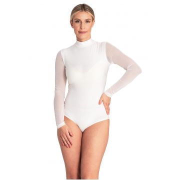Body elegant  maneca lunga - ecru - viscoza si elastan