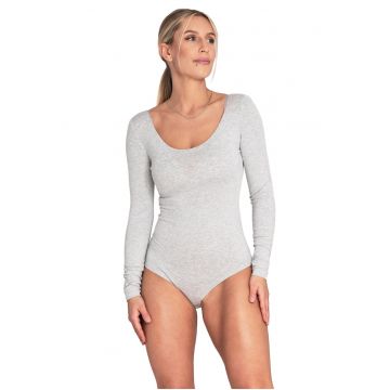 Body  gri - maneca lunga - viscoza/elastan -