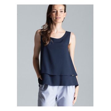 Maiou  cu decolteu semi-rotund - elastan/poliester/viscoza - bleumarin -