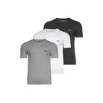 Set de tricouri din bumbac cu decolteu la baza gatului - 3 perechi
