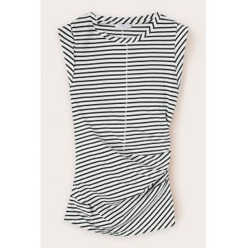 Top de bumbac cu dungi si model drapat