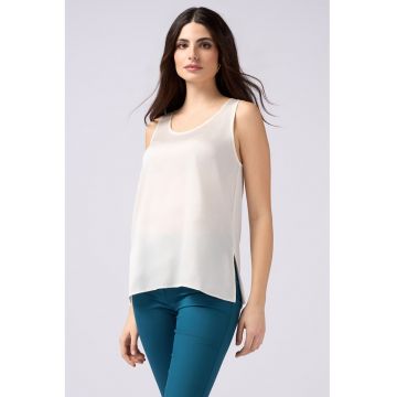 Top din satin cu decolteu rotund