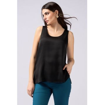 Top din satin cu decolteu rotund