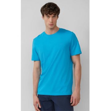 Tricou barbati cu decolteu la baza gatului - din bumbac cu croiala Regular Fit - Albastru deschis