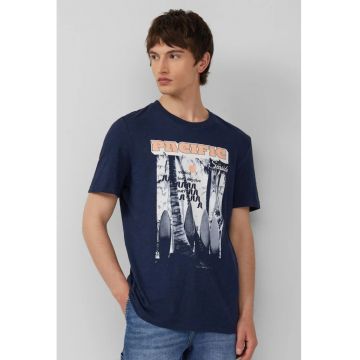 Tricou barbati cu decolteu la baza gatului - Regular Fit din bumbac - Bleumarin