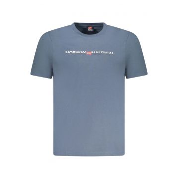 Tricou barbati cu imprimeu cu logo si decolteu la baza gatului