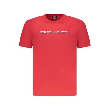 Tricou barbati cu imprimeu cu logo si decolteu la baza gatului