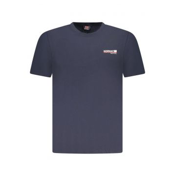 Tricou barbati din bumbac cu logo text - regular fit - bleumarin -