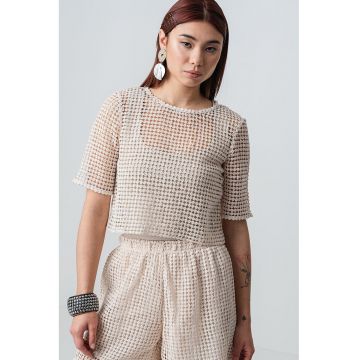 Tricou crop cu perforatii Faville