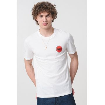 Tricou cu decolteu la baza gatului cu logo