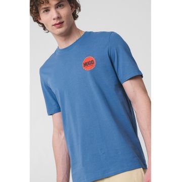 Tricou cu decolteu la baza gatului cu logo