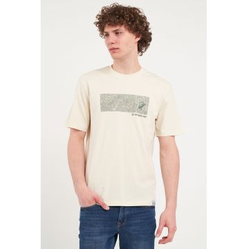 Tricou cu decolteu la baza gatului si imprimeu