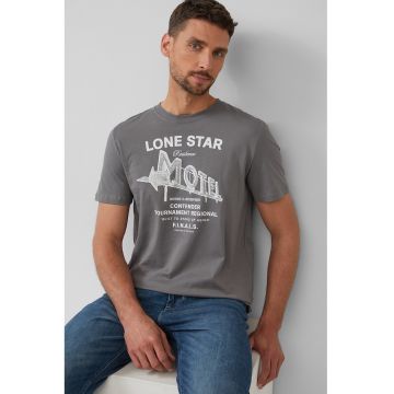Tricou cu decolteu la baza gatului si imprimeu text