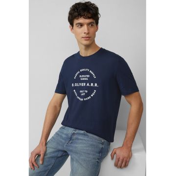 Tricou cu decolteu la baza gatului si imprimeu text