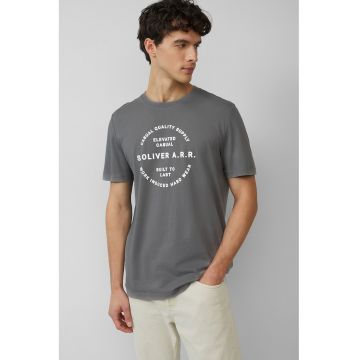 Tricou cu decolteu la baza gatului si imprimeu text