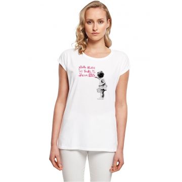 Tricou cu decolteu la baza gatului si imprimeu text