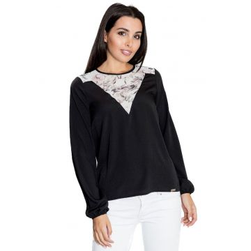 Tricou cu mânecă lungă pentru femei Guibeth M549 negru