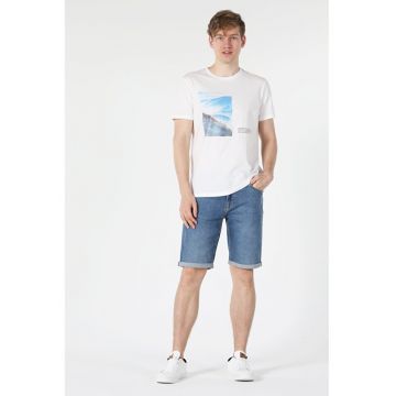 Tricou Cu Maneca Scurta De Barbati Alb Regular Fit mountain
