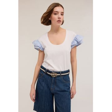 Tricou cu maneci cu volane