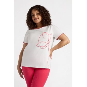 Tricou cu model floral decorat cu margele
